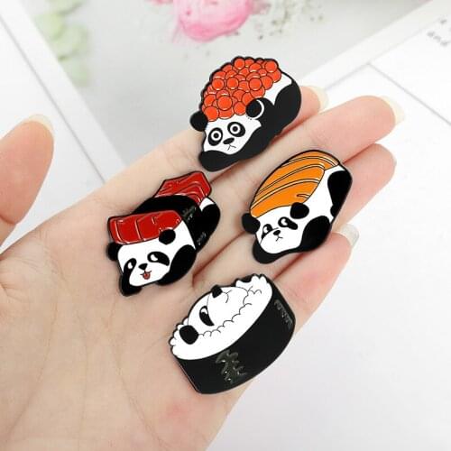 Sushi creative fun panda alloy sushi brooch clothing accessories wholesale