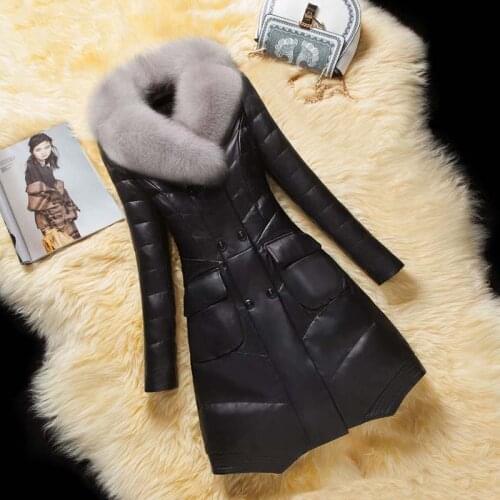PU Leather Jackets Woman Winter 2021 New Korean Womens Hooded Faux Fur Coat Female Fashion Thick Long Velvet Jacket Down Parkas