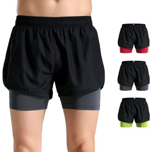 Summer Solid Double-deck Sport Jogging Fitness Shorts Training Quick Dry Gym Outdoor Basketball Workout Fitness Running Shorts