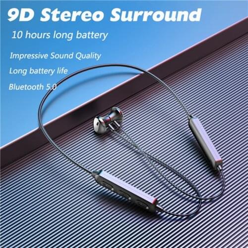 Neck-Style Magnetic Wireless Bluetooth 5.0 Earphones Stereo Sports Headset Handsfree Earbuds Headphones With Mic For All Phones