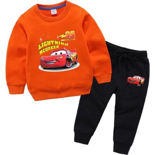 Fashion Kids Clothes Autumn Sweatshirt&pants Cartoon Cars Printed Tracksuits 3-10 Years Boys Outfits Set Girl Clothing