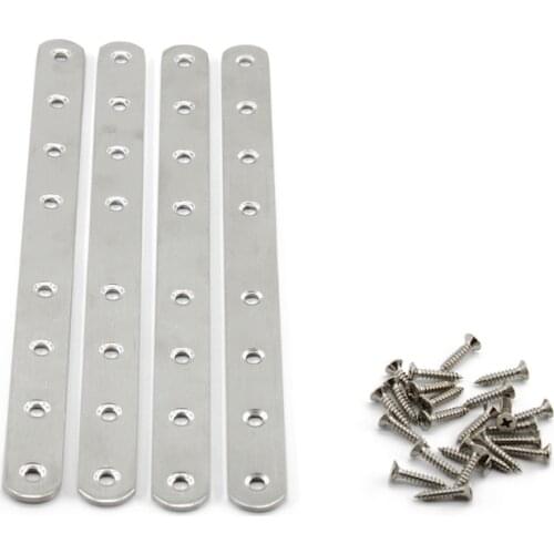 250x20x3mm Flat Mending Plate for Wood,Stainless Steel Straight Brackets Repair Fixing Wood Brace Joining Plates Connector 4PCS