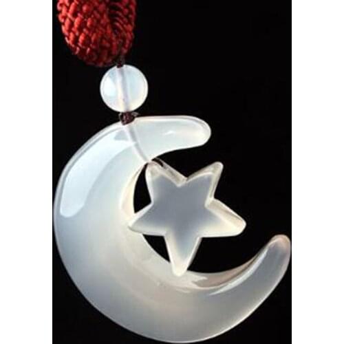 Natural Ice-white Chalcedony Pendant Jewelry Fine Jewelry Star moon Agate Sunshine Moon Pendant Necklace Sweater chain Jewelry