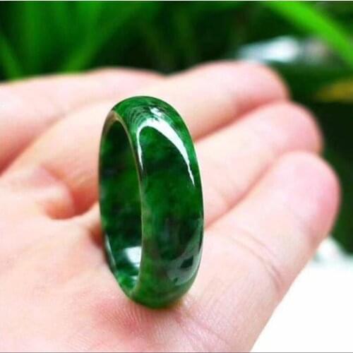Natura Burmese Jade Dry green Diameter18-20mm Jade Ring Jewelry Lucky Exorcise evil spirits Safety Amulet Jade Ring Fine Jewelry