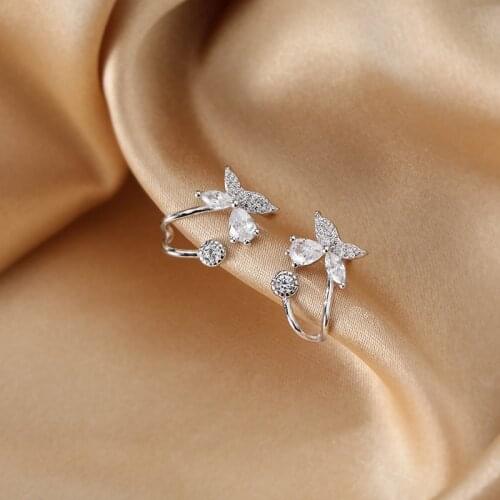A Girl' 1 Pair Designer Style Micro Inlay Zircon Butterfly Stud Earring Beautiful Flower Earrings For Women Girls Gift Jewelry