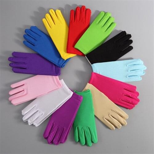 22cm Sexy Stretchy Elastic Short Finger Gloves Women Lady Bridal Gloves Wedding Drama Show Party Christmas Halloween Daily Wear