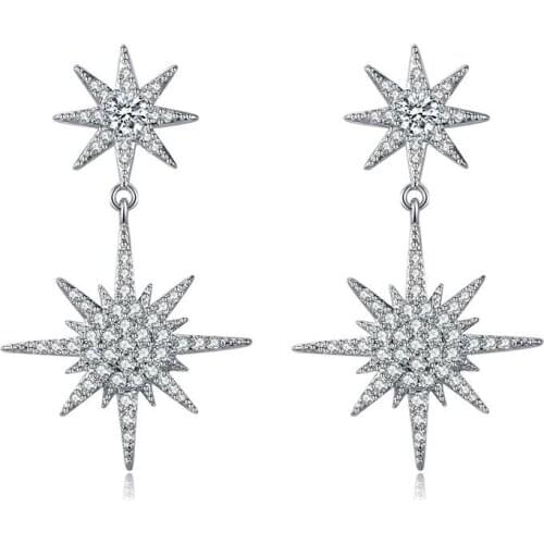 Fashion Six Awn Star Earrings Temperament Stud Earrings Woman Geometric Earrings Drop Earrings 2020 Modern Female Jewelry