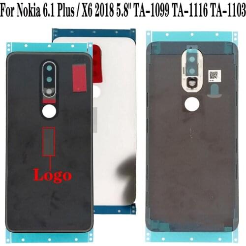 Shyueda 100% Original New For Nokia 6.1 Plus X6 5.8" TA-1083 TA-1099 TA-1116 TA-1103 Glass Rear Back Door Housing Battery Cover