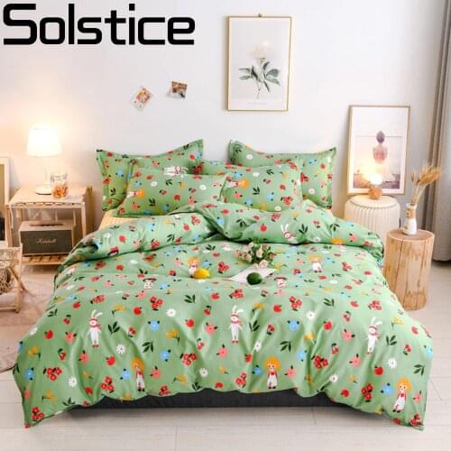 Solstice Home Textile Dinosaur Land Cartoon Blue Duvet Cover Pillowcase Flat Bed Sheet Kid Child Teen Boy Girl Bedding Linen Set