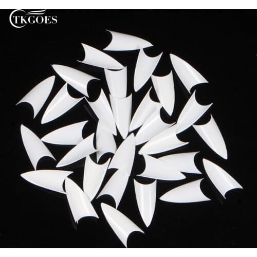 TKGOES 500pcs White Transparent Natural False Point Sharp Ending Stiletto False Nail Tips Acrylic Nail Art Salon
