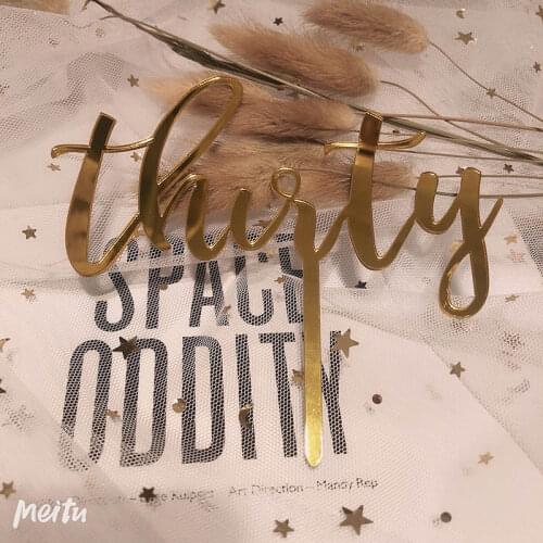 Gold Thirty Happy Birthday Acrylic Cake Topper Letters Number 30 Acrylic Cupcake Topper For 30th Birthday Party Cake Decorations