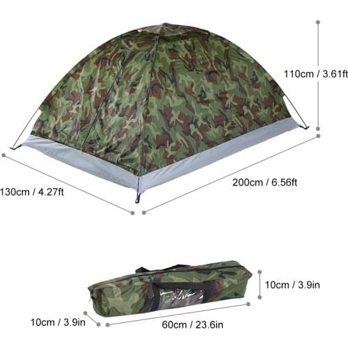 TOMSHOO Outdoor 2 Persons Camping Tent PU1000mm Polyester Single Layer Tent Portable Camouflage Hiking Outdoor Tent
