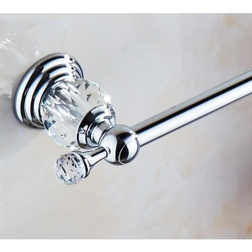 Leyden Polished Chrome Alloy 24Inch Length Towel Bar,Silver Crystal Single Towel Rack Wall Mounted