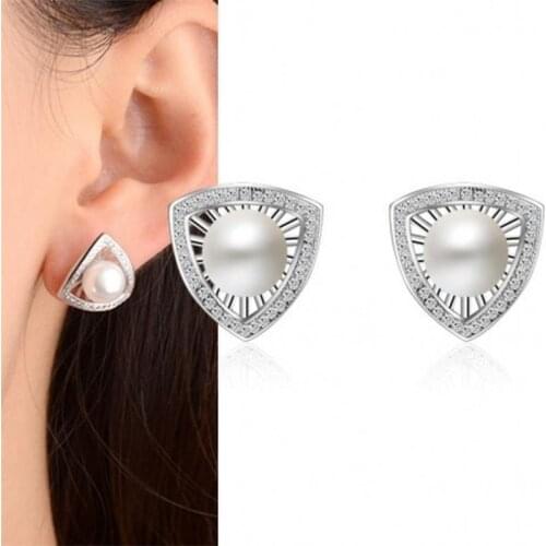 Vintage Pearl Stone Stud Earrings For Women Jewelry Trendy 925 Silver Earrings For Women Piercing Accessories Lady Bijou