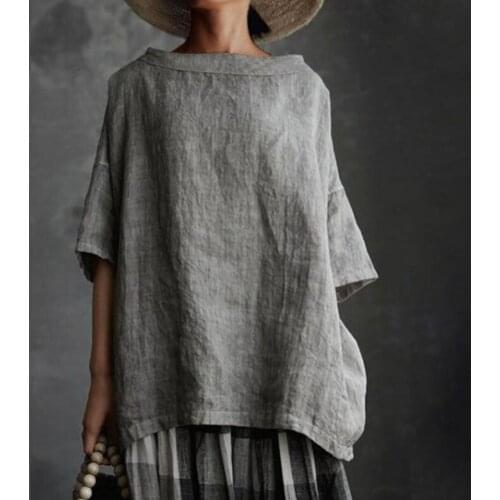 Women Blouses Boat Collar Summer Loose Solid Color Shirt Comfortable Streetwear Concise Half Sleeve Ladies Casual Tops Shirts