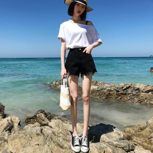 2021 Fahsion Women Shorts Summer Hole Wide Leg Pants Streetwear Womens Clothing Casaul High Waist Shorts Jeans Feminino WPY3788