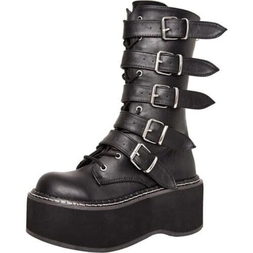 SARAIRIS Mid Calf Buckle Fashion Plus Size 43 Women Shoes Round Toe Cool Girl Motorcycle Zipper Modern Boots