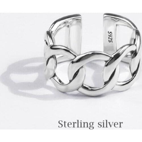 Sole Memory Cute Chain Cross 925 Sterling Silver Female Resizable Opening Rings SRI684