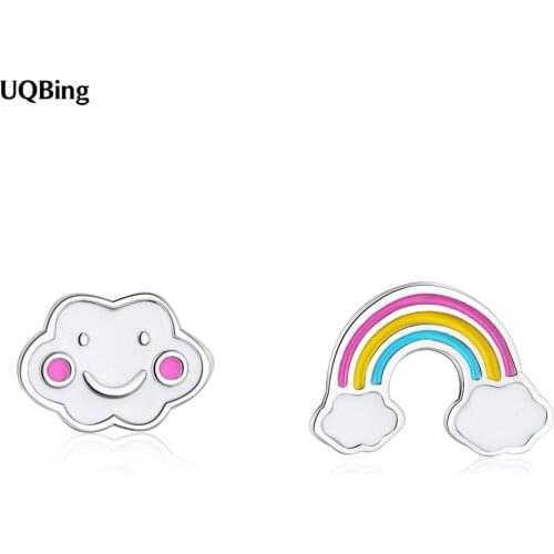 925 Sterling Silver Fresh & Cute Creative Rainbow Clouds Stud Earrings For Friends Gifts Jewelry Wholesale