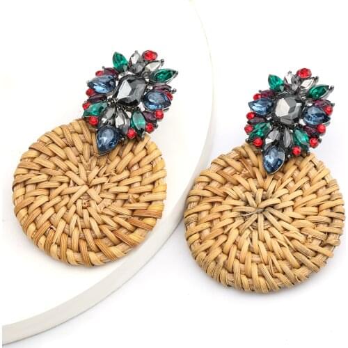 Pauli Manfi Vintage Simple Rattan Weave Dangle Earrings Womens Elegant Charm Jewelry Accessories Fashion Earrings