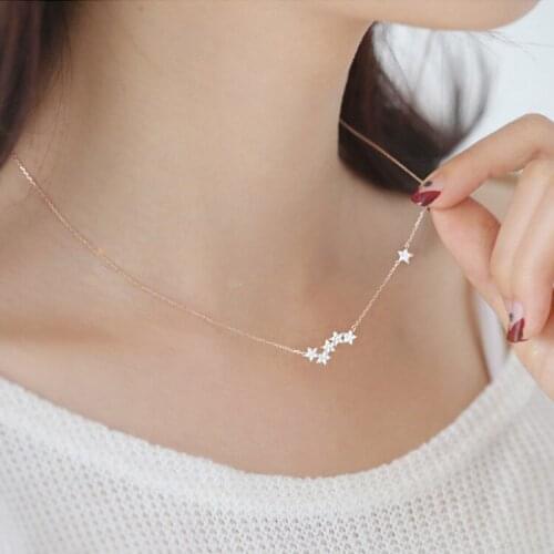 Korean Style Crystal Stars Choker Necklace For Women Long Chains Statement Necklace 2021 New Trendy Jewelry Gift