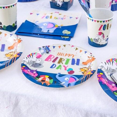 Animal Park Theme Birthday Party Decoration Disposable Tableware Paper Plate Cup Napkin Kids Boy Baby Shower Decors Supplies