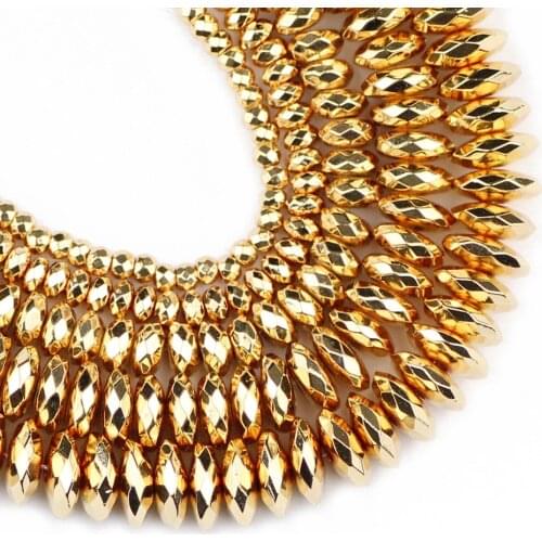 YHBZRET 14 Gold Faceted Hematite beads Natural Stone Spacer 3/4/6/8/10mm Flat Round Loose beads Jewelry Making bracelets DIY