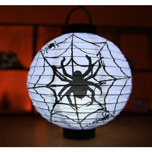 1pc Halloween Decoration Lantern LED Paper Pumpkin Spider Hanging Lantern Light Lamp for DIY Halloween Home Horror Decor Supplie