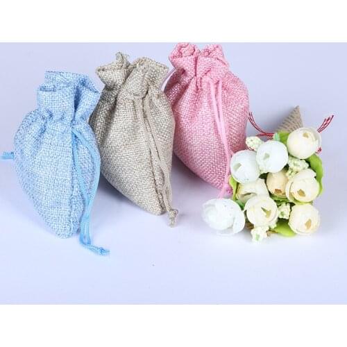 10Pcs Jewelry Making Jewelry Display Wedding party Pouches Chritmas Burlap Packing Pouch Drawstring Bags Hemp Cord Twine String