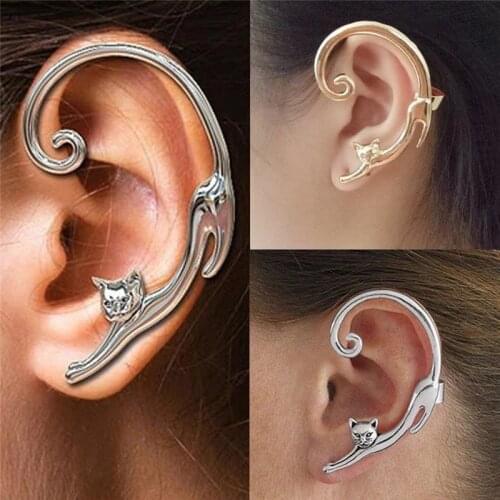 3D Cat Clip on Earrings Ear Cuff Earrings for Women Orecchini Ear Wrap Earcuff Boucle D'oreille Clip Fashion Jewelry Ear Studs