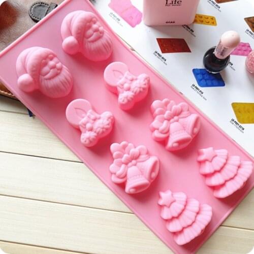 3D Christmas Cake Silicone Mold Chocolate Cake Bake Mold Ice Trays Handmade Candy Soap Fondant Mould Cake Decoration Tools