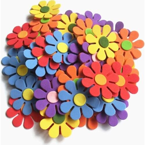 50Pcs/30Pcs Foam Flowers Butterflies Stars Scrapbooking DIY Sticker Assorted Colors Kids Room Party Decor kindergarten craft