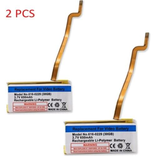 2x 650mAh 3.7V Battery For iPod Classic Gen 6th 7th 80GB 120GB Thin 160GB for iPod 5/5.5 Gen Video 30GB 616-0229 battery
