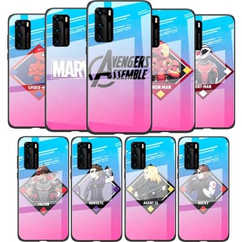 Tempered Glass Cover Avengers superhero For Huawei P40 P30 P20 P10 Pro Plus Lite 5G 2019 Shockproof Phone Case