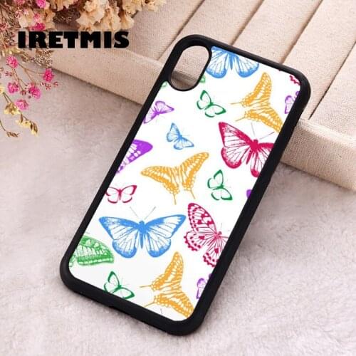 Iretmis 5 5S SE Phone Cover Case for iPhone 6 6S 7 8 Plus X Xs XR 11 12 Mini Pro Max Rubber Silicone Colorful Butterfly Pattern