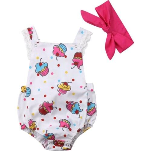 Citgeett Summer Cute Newborn Baby Girl Clothes Backless Bodysuit Headband Outfit Strap Set 0-18M