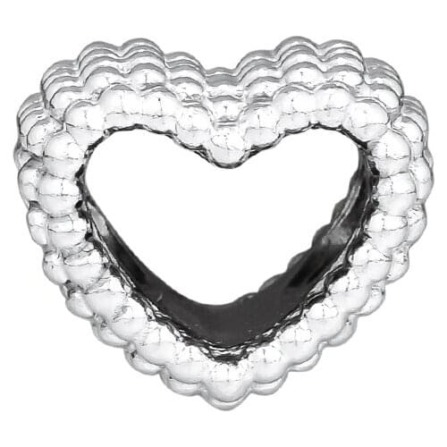 CKK Silver 925 Jewelry Beaded Heart Charm Fashion Beads Fits Original Bracelets & Bangle Sterling Silver Making