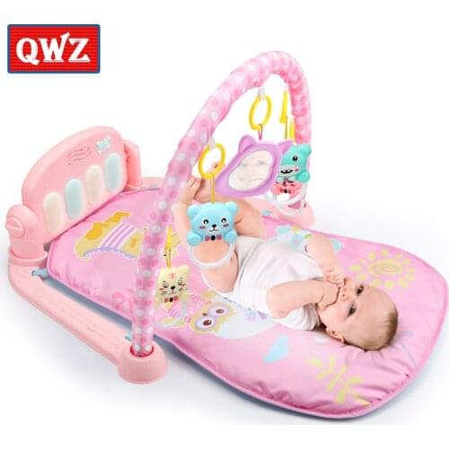 QWZ 3 in 1 Baby Play Mat Baby Gym Toys Soft Lighting Rattles Musical Toys For Babies Educational Toys Play Piano Gym Baby Gifts