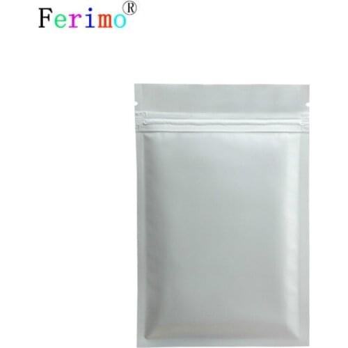 Ferimo 100pcs White Aluminum Foil Mylar Zip Lock Flat Pouches Gift Storage Bags Party Favor Package Candy Snack Chocolates Bag