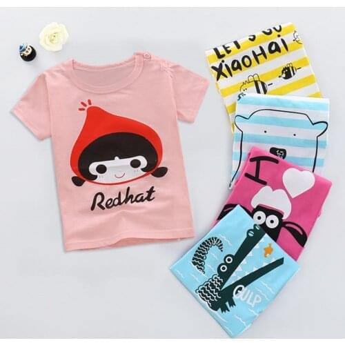 Girls & Boys Short Sleeve T-shirt Baby Kids Unisex Cartoon Cotton Tops Tee Shirt