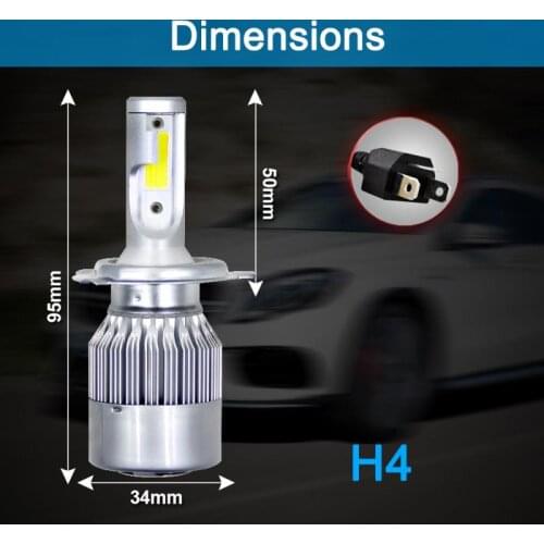 H4 HB2 9003 Car LED Headlight Kit 72W 8000LM Turbo Light Bulb 6000K Beam Angle 360 Degree Waterproof Auto Product Car Accessorie