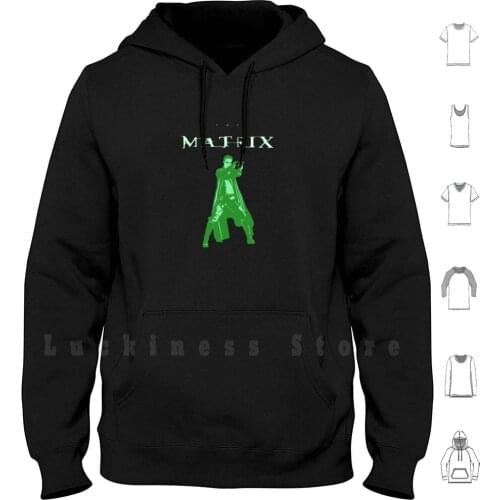Neo Matrix Hoodies Long Sleeve Matrix Wachowski Science Fiction Neo The Matrix Cinema Movie Cult Movie Film