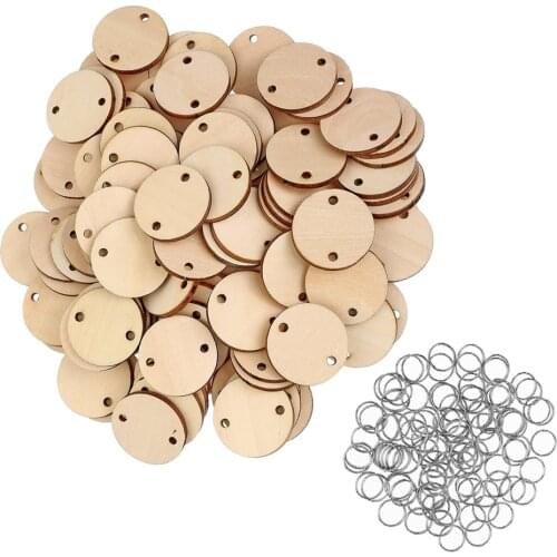 50pcs Circle Wooden Discs Slices Wood Blanks Birthday Plaque Board Christmas Home Decor DIY Hanging Ornaments Crafts Accessories