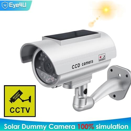 Solar Power Dummy Camera Security Waterproof Fake Camera Outdoor Indoor Bullet LED Light Monitor CCTV Surveillance Camera