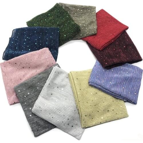 Small Shimmer Sequin Muslim Shawl Scarves Women Plain Wrinkle hijab Headscarf Glitter Islamic Crinkle Wraps Muffler na den hijab