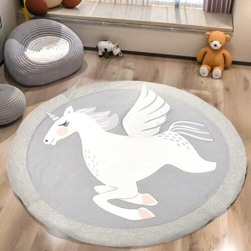 Ins Soft Cotton Baby Kids Game Gym Activity Play Mat Crawling Blanket Floor Fox Head Soft Room Mat Infant Seat Mat