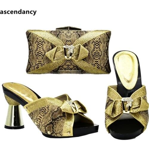 New Arrival Women Shoes and Bag Set In Italy Shoe and Matching Bag for Nigeria Party Nigerian Women Wedding Shoes and Bag Sets
