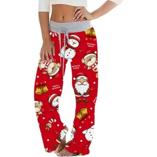 2020 Autumn And Winter New Cross-border Printing Aliexpress Christmas Clothes With Straps Casual Loose Trousers European And Ame