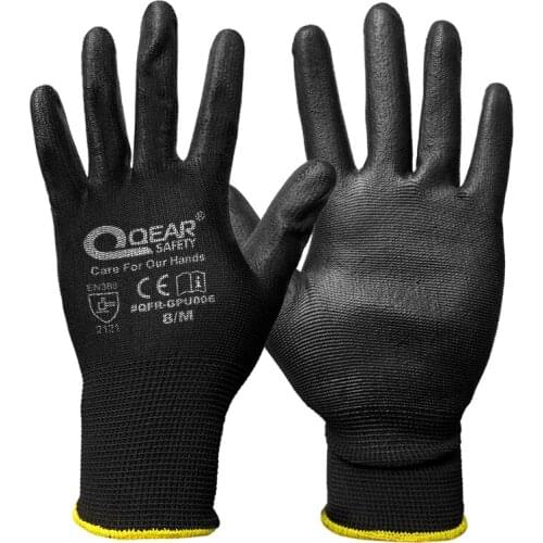 Gloves PU coated palm anti-slip work assembly clean summer light and breathable