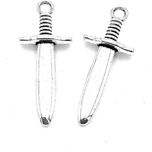 30pcs Dagger charms pendant 30x12x4mm antique silver ornament accessories jewelry making DIY base material